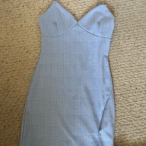 Blue Plaid Midi Dress